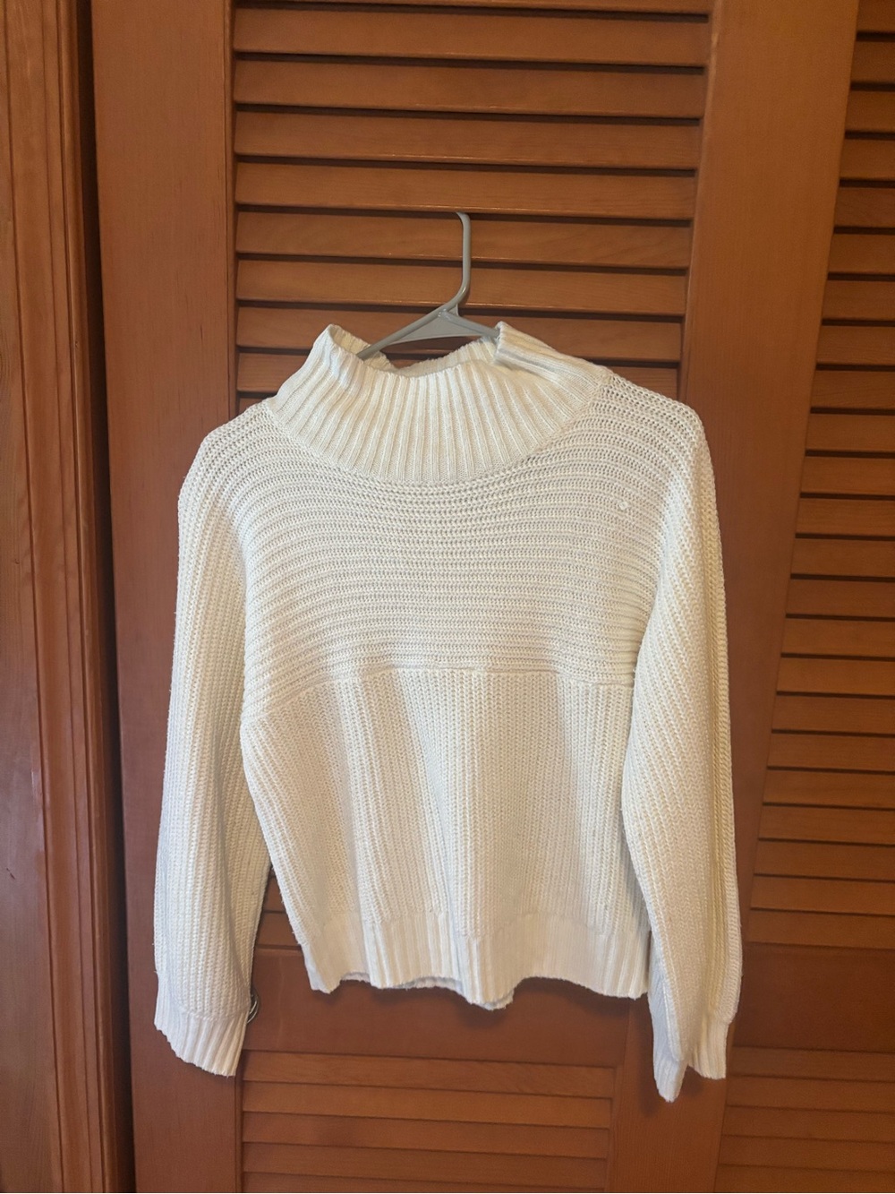 Monki Cream Ribbed Turtleneck Sweater - Women's Cozy Knit